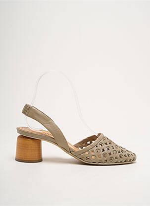 Sandales/nu pieds tissage satiné talon de 4 à 6cm beige HALMANERA femme