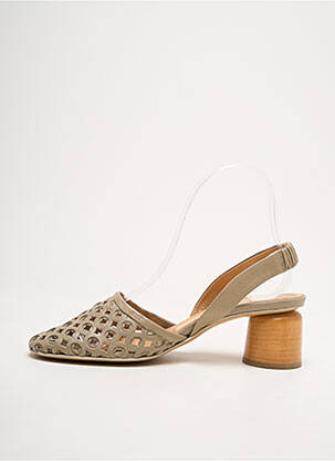 Sandales/nu pieds tissage satiné talon de 4 à 6cm beige HALMANERA femme