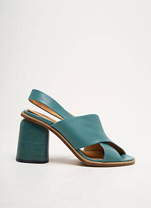 Sandales/nu pieds matière lisse talon de 7 à 9cm bleu HALMANERA femme