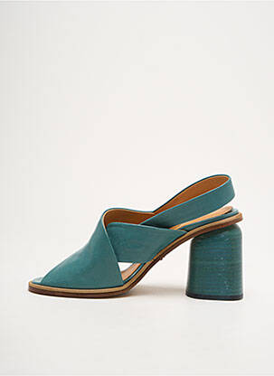 Sandales/nu pieds tissage satiné talon de 7 à 9cm bleu HALMANERA femme