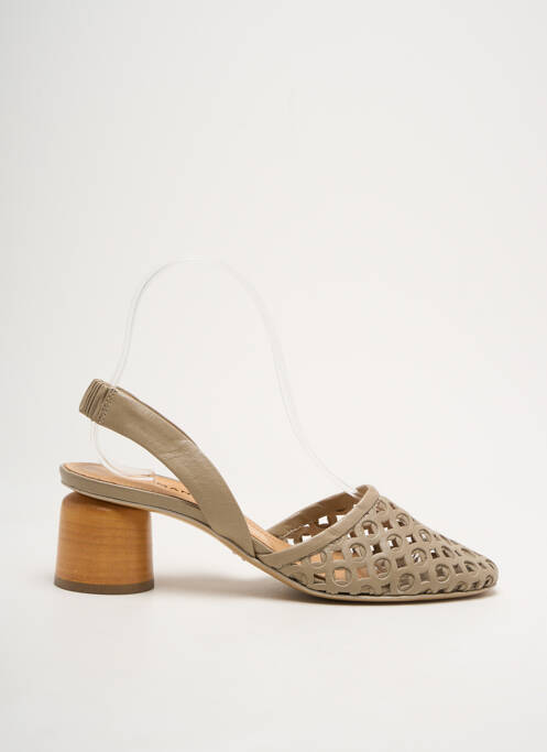 Sandales/nu pieds tissage satiné talon de 4 à 6cm beige HALMANERA femme