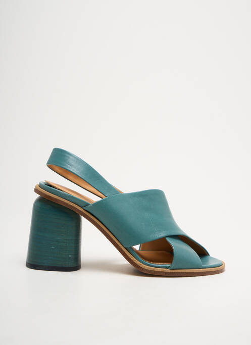 Sandales/nu pieds tissage satiné talon de 7 à 9cm bleu HALMANERA femme