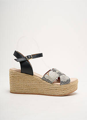 Espadrilles tissage satiné talon de 4 à 6cm noir AZUL BLUE femme
