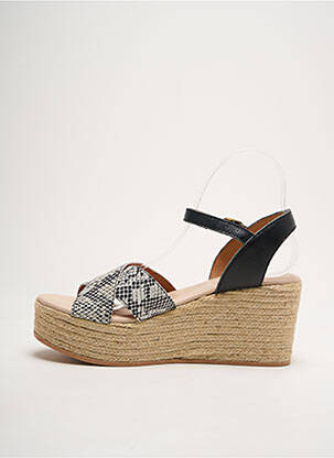 Espadrilles tissage satiné talon de 4 à 6cm noir AZUL BLUE femme