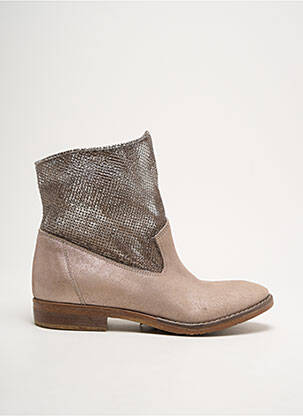 Bottines/boots tissage satiné talon plat jusqu'à 3cm beige NOW femme