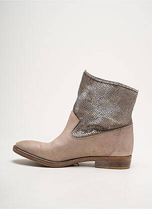Bottines/boots tissage satiné talon plat jusqu'à 3cm beige NOW femme