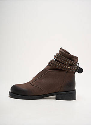 Bottines/boots matière lisse talon de 4 à 6cm marron REQINS femme