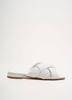 Mules/sabots matière lisse talon plat jusqu'à 3cm blanc JULIE DEE femme