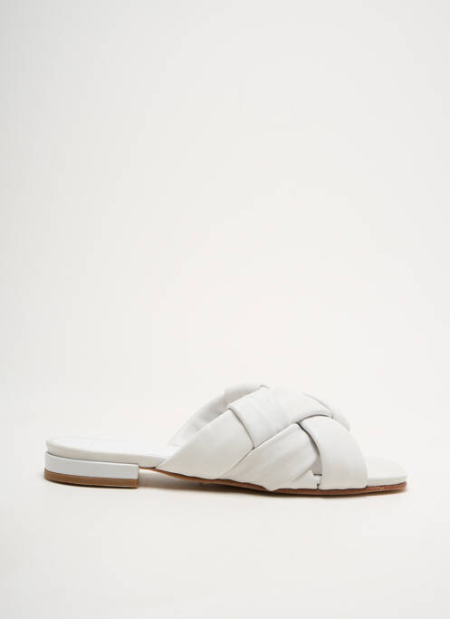 Mules/sabots tissage satiné talon plat jusqu'à 3cm blanc JULIE DEE femme