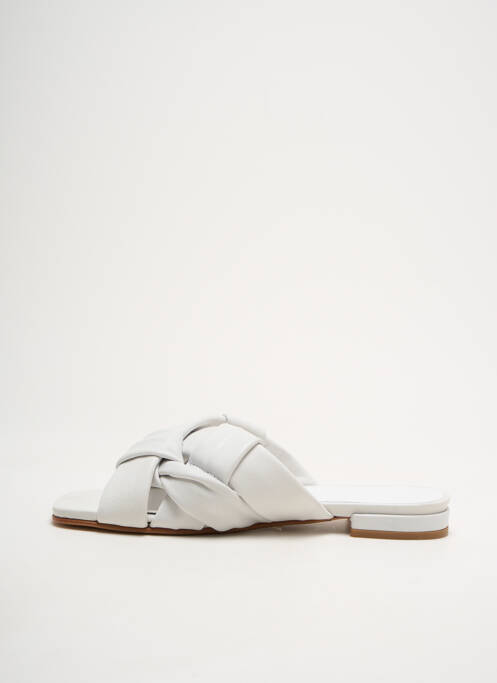Mules/sabots tissage satiné talon plat jusqu'à 3cm blanc JULIE DEE femme