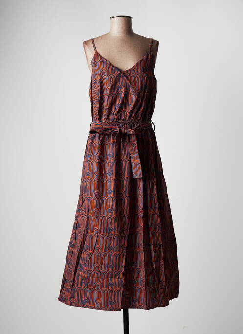Robe mi-longue marron LA FEE MARABOUTEE femme