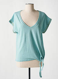 T-shirt col v manches courtes bleu WNT COLLECTION femme