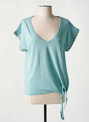 T-shirt col v manches courtes bleu WNT COLLECTION femme