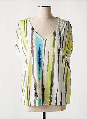 T-shirt col v manches courtes vert SCORZZO femme