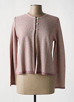 Gilet manches longues col rond rose I.ODENA femme