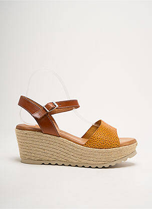 Espadrilles tissage satiné talon de 4 à 6cm jaune RAQUEL PEREZ femme