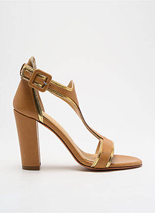 Sandales/nu pieds matière lisse talon de 7 à 9cm marron REBECCA BALDUCCI femme