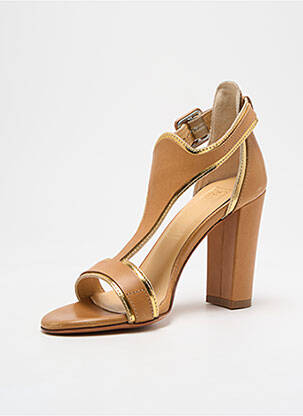 Sandales/nu pieds matière lisse talon de 7 à 9cm marron REBECCA BALDUCCI femme