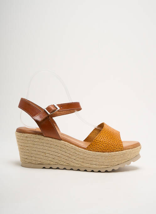 Espadrilles tissage satiné talon de 4 à 6cm jaune RAQUEL PEREZ femme