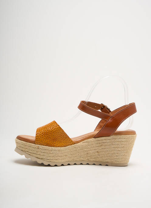 Espadrilles tissage satiné talon de 4 à 6cm jaune RAQUEL PEREZ femme