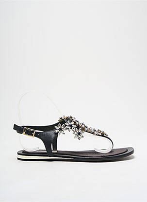 Tongs tissage satiné talon plat jusqu'à 3cm noir TOSCA BLU SHOES femme