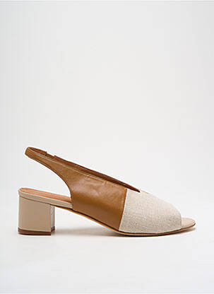 Sandales/nu pieds tissage satiné talon de 4 à 6cm beige NAGUISA femme
