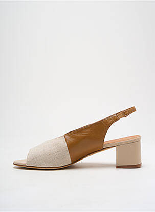 Sandales/nu pieds tissage satiné talon de 4 à 6cm beige NAGUISA femme