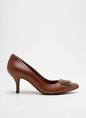 Escarpins tissage satiné talon de 4 à 6cm marron CHANIOTAKIS femme