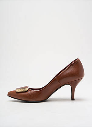 Escarpins tissage satiné talon de 4 à 6cm marron CHANIOTAKIS femme