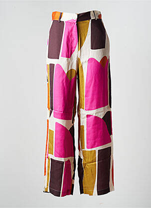Pantalon large fermeture zippée sous rabat boutonné taille normale rose LA FEE MARABOUTEE femme