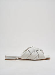 Mules/sabots matière lisse talon plat jusqu'à 3cm blanc JULIE DEE femme
