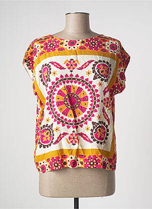 Blouse tissage popeline manches courtes rose LA FEE MARABOUTEE femme