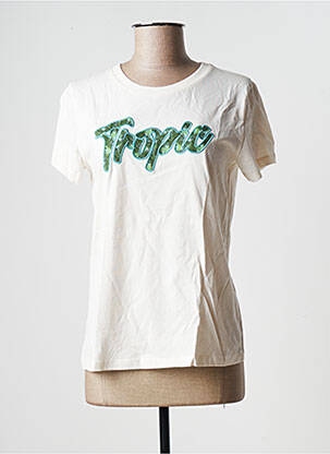 T-shirt stretch manches courtes beige LA FEE MARABOUTEE femme