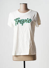 T-shirt stretch manches courtes beige LA FEE MARABOUTEE femme