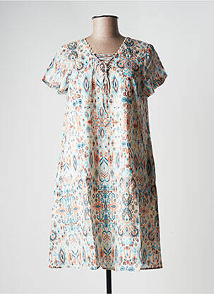 Robe courte manches courtes manches courtes beige LA FEE MARABOUTEE femme