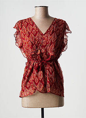 Top coupe fluide manches courtes rouge LA FEE MARABOUTEE femme