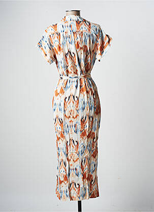 Robe mi-longue imprimé fantaisie manches courtes blanc LA FEE MARABOUTEE femme