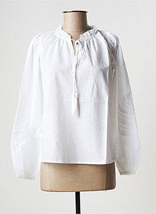Blouse poignets boutonnés avec fente manches longues blanc LA FEE MARABOUTEE femme