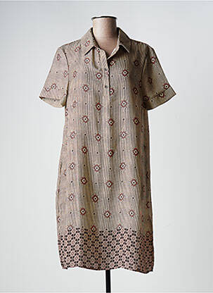 Robe mi-longue coupe fluide manches courtes marron LA FEE MARABOUTEE femme