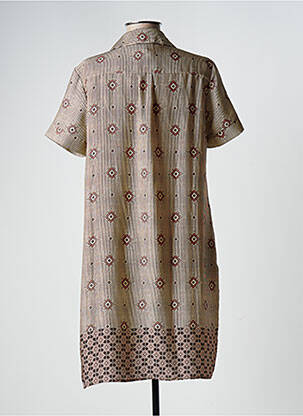 Robe mi-longue coupe fluide manches courtes marron LA FEE MARABOUTEE femme