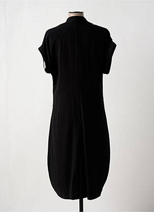 Robe mi-longue tissage crêpe manches courtes noir #144894 femme