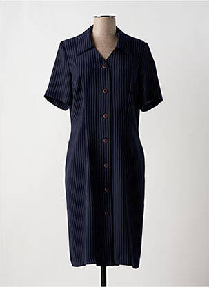 Robe mi-longue tissage crêpe manches courtes bleu MARCELLE GRIFFON femme