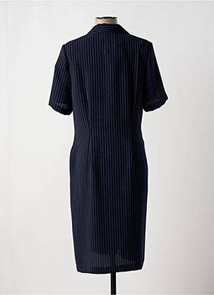 Robe mi-longue tissage crêpe manches courtes bleu MARCELLE GRIFFON femme