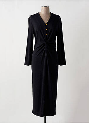 Robe longue manches longues manches longues noir HUG AN' CO femme