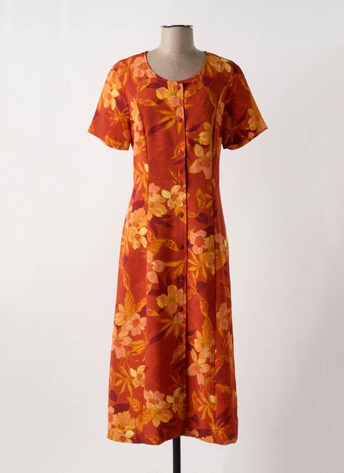 Robe mi-longue orange GRIFFON pour femme
