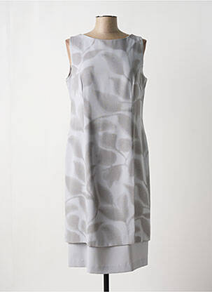 Robe mi-longue imprimé fantaisie sans manche gris CARLOTTA femme