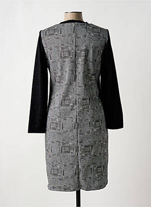 Robe mi-longue imprimé fantaisie manches longues gris GUY DUBOUIS femme