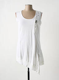 Pull col rond sans manche blanc FRED SABATIER femme