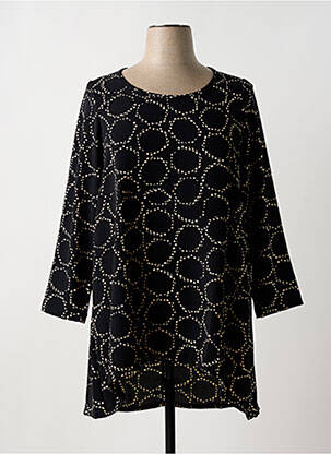 Robe mi-longue coupe fluide manches longues noir G!OZE femme