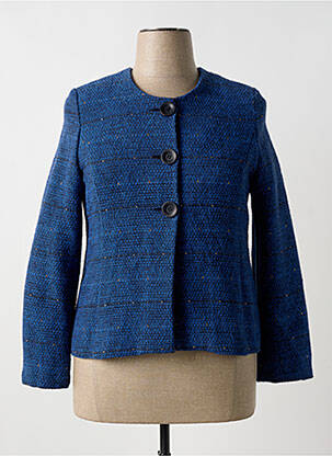 Veste chic col rond bleu GEVANA femme